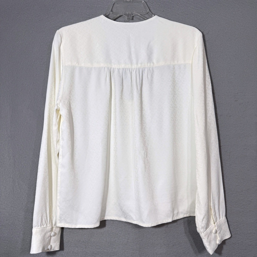 Lila Deux Tie Neck Women's Top Size 38 Long Sleeve Minimalist Luxury Feminine - Picture 2 of 8